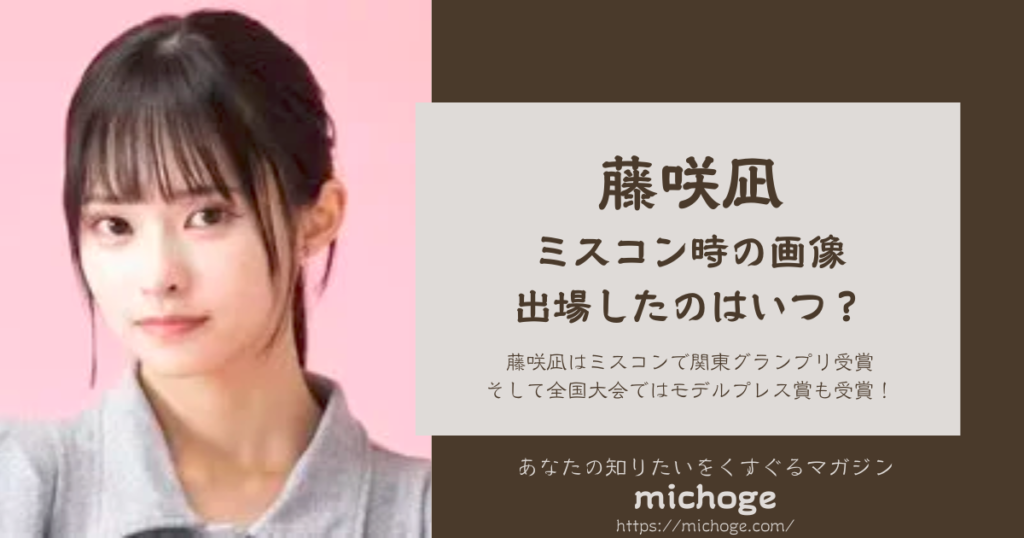 藤咲凪がミスコンに出場したのはいつ？全国大会でモデルプレス賞受賞！